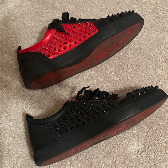 Christian Louboutin Black and Red Spiked Sneakers lows - Picture 3 of 3